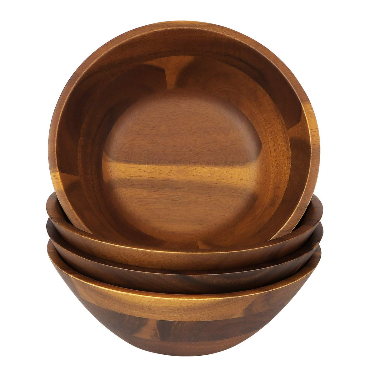 Tazones de acacia AIDEA para ensalada, conjunto de 7 pulgadas con acabado natural y duradero.