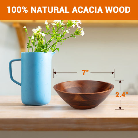 Tazones de acacia AIDEA para sopa, juego de cuatro con superficie suave.