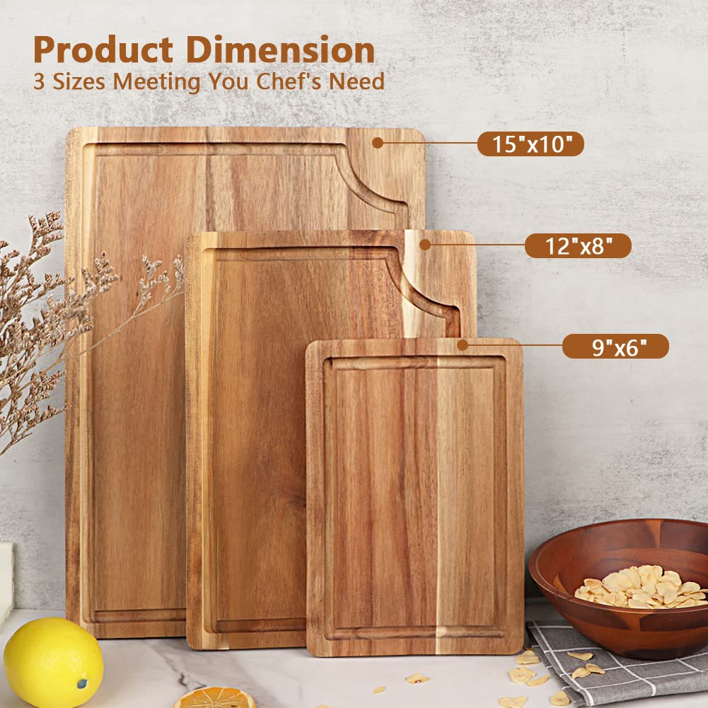 AIDEA tabla de acacia 12x8, superficie suave protege cuchillos durante el picado.