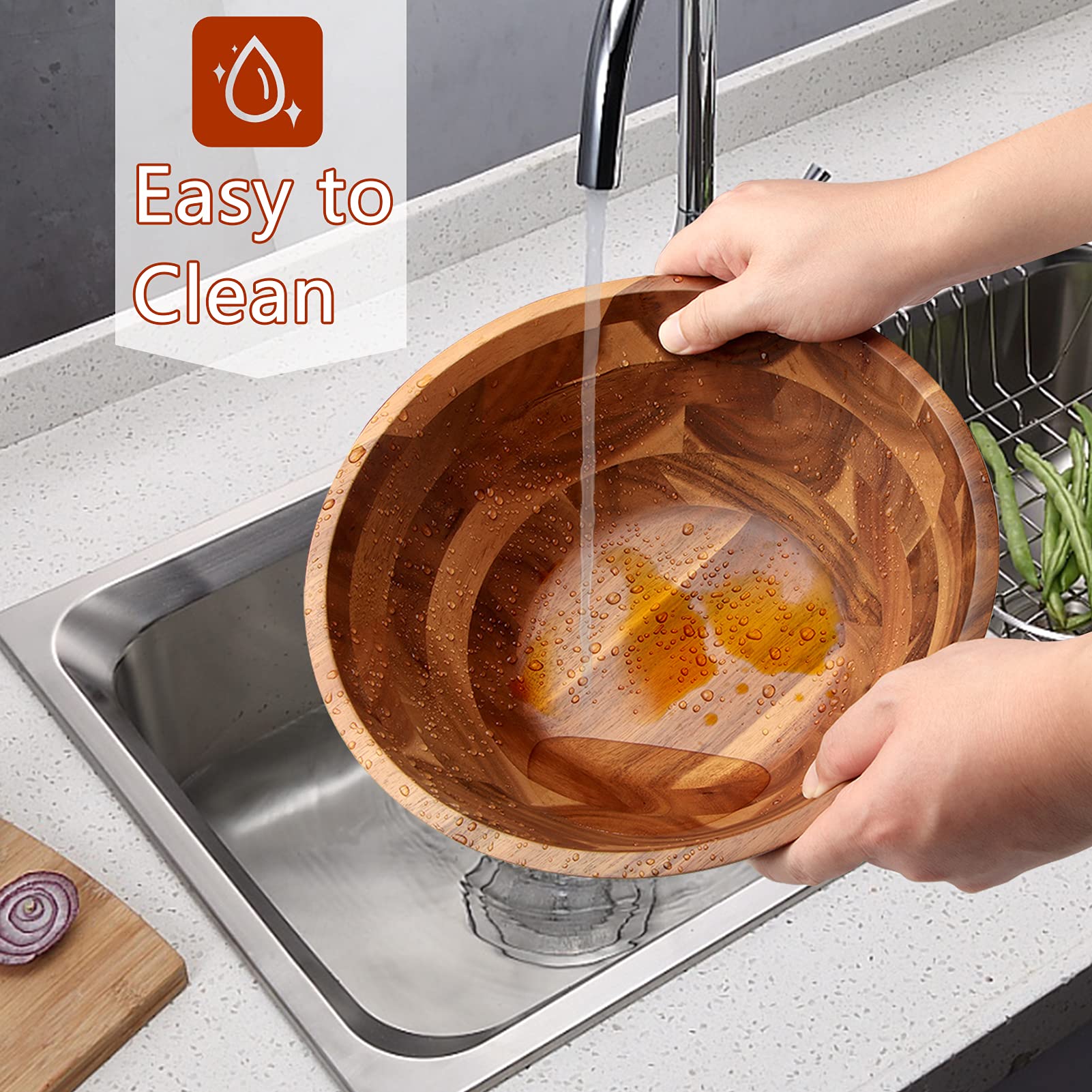 Tazón AIDEA de acacia para decoración de cocina, complemento decorativo práctico.