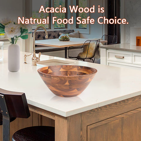 Tazón AIDEA de acacia en mesa, presentación elegante y funcional.