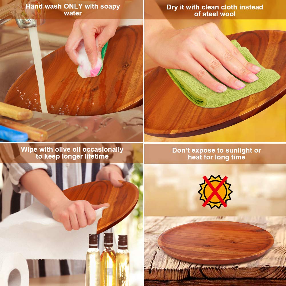 AIDEA tazones de sopa de madera acacia, cuatro unidades, aptos para familia.