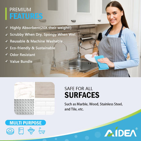 AIDEA trapo sueco alto absorbencia para encimeras y lavado de vajilla.