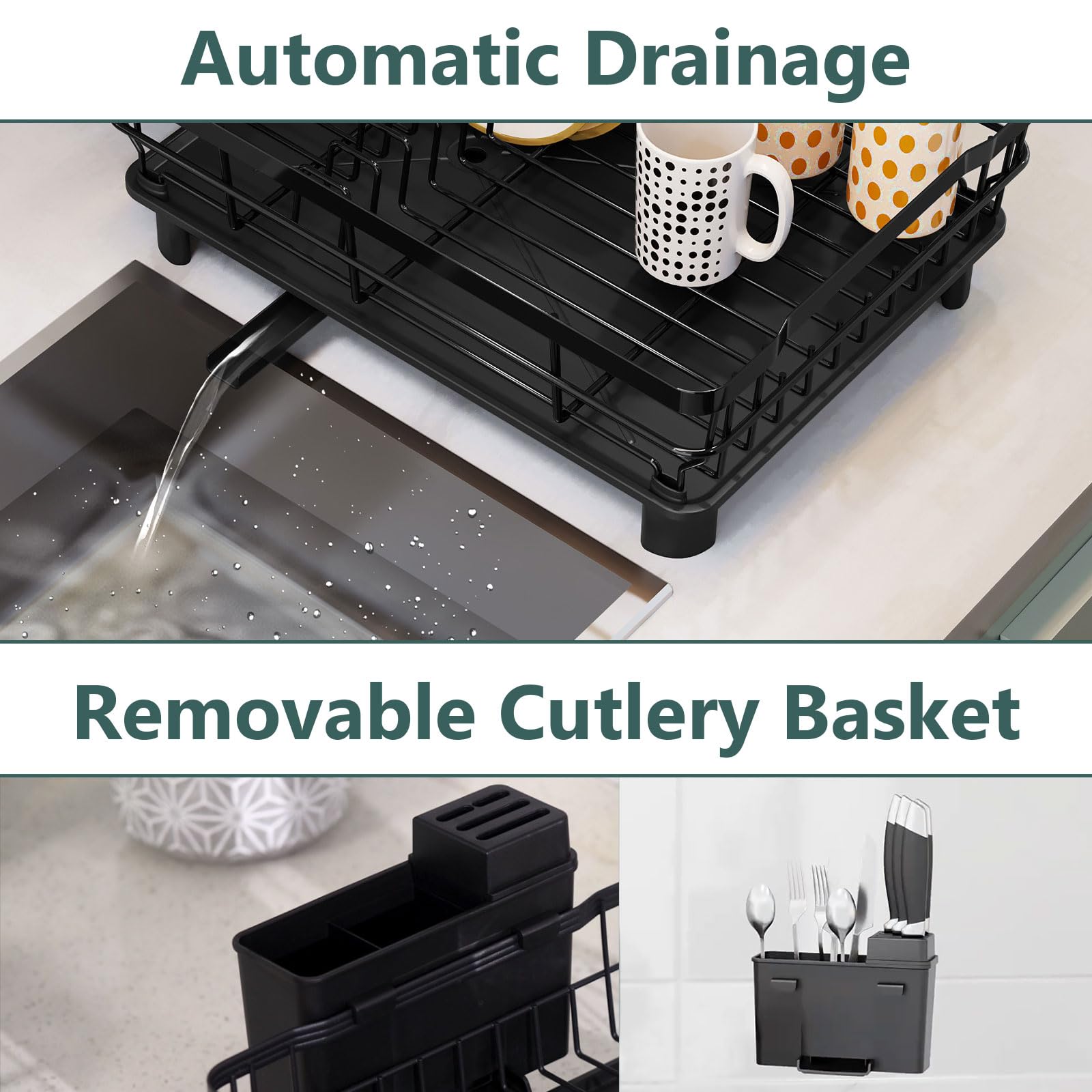 AIDERLY escurridor compacto ideal para cocinas pequeñas.