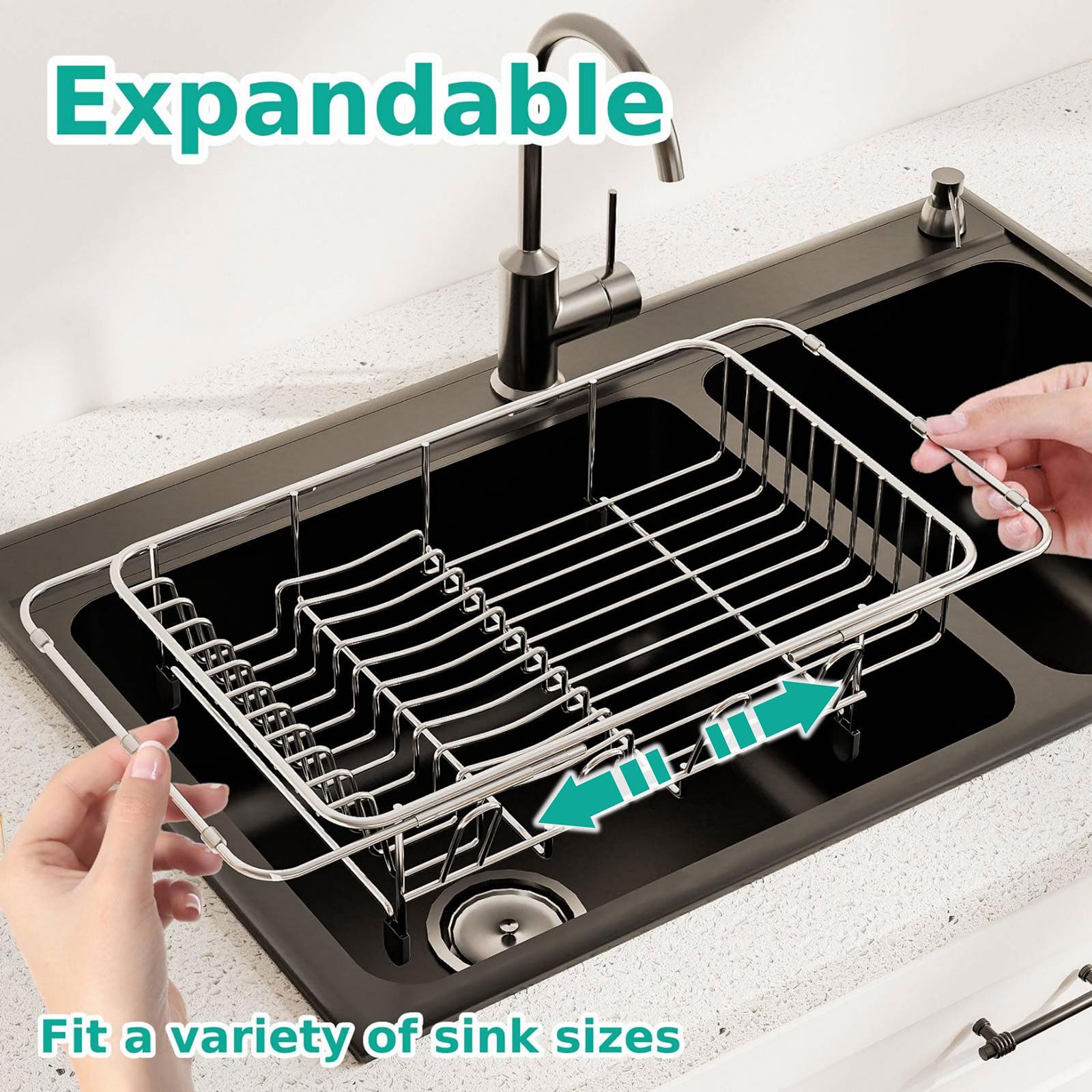 Escurridor de platos AIDERLY empotrado en acero inoxidable: ideal para ahorrar espacio en cocina.