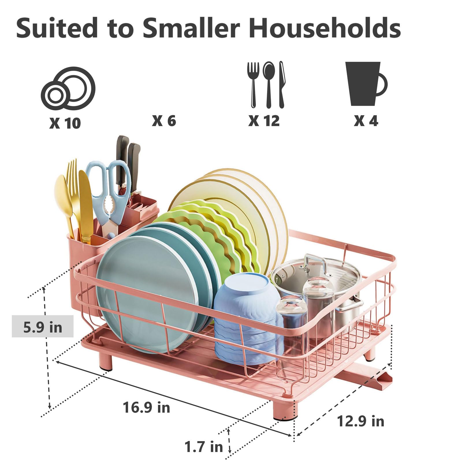 AIDERLY escurridor rosa para cocinas pequeñas con diseño elegante