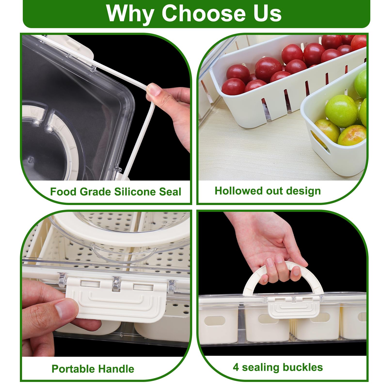 AIERSA caja para meriendas con cuatro compartimentos para ordenar frutas y snacks