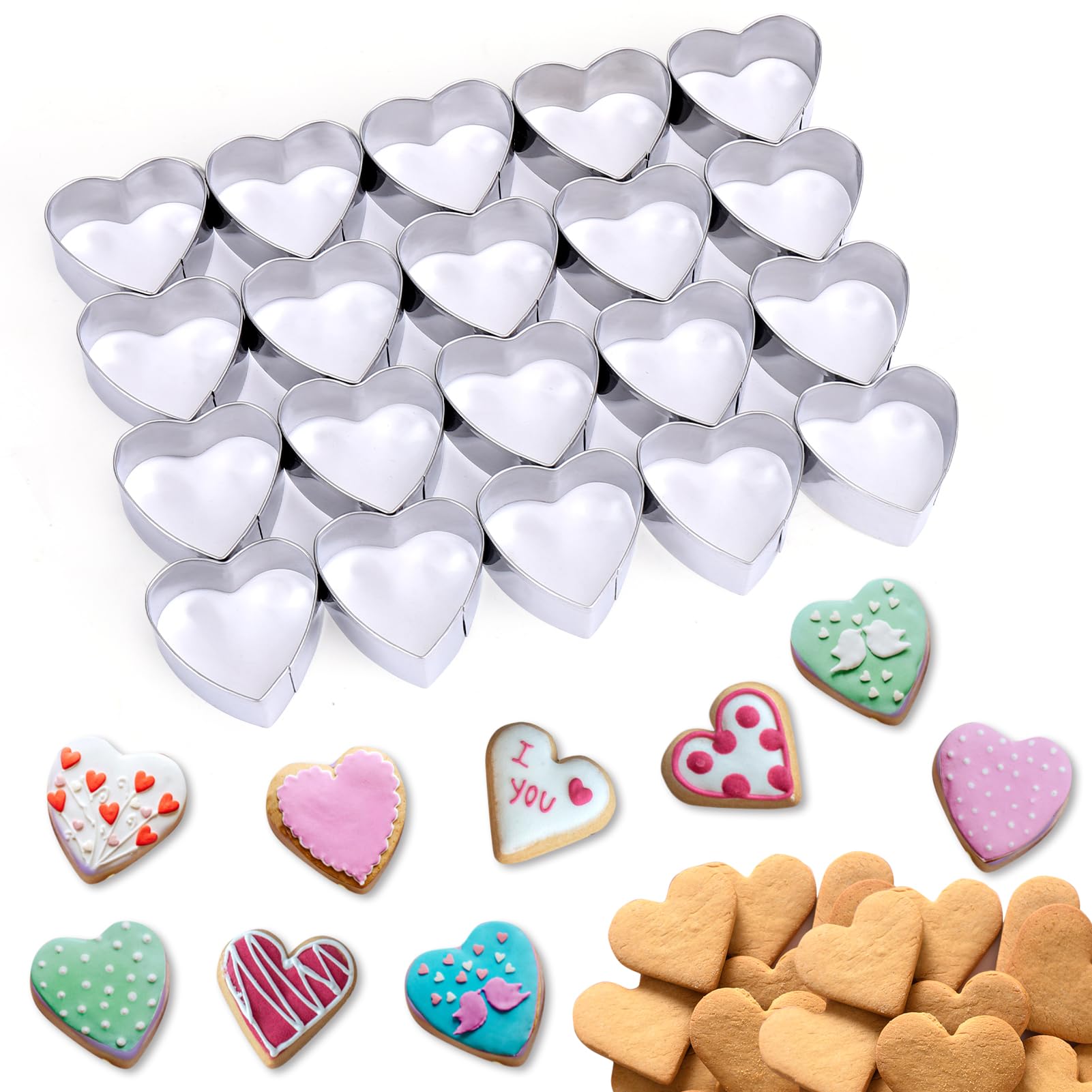 AIERSA mini cortador galletas corazón 1,3 pulgadas para galletas uniformes.