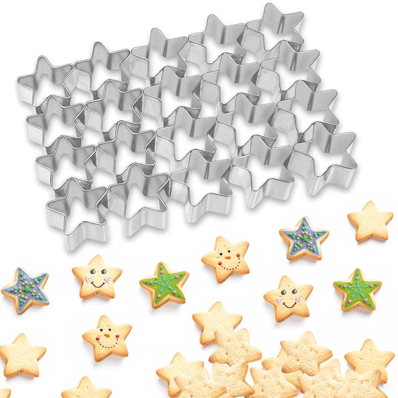 AIERSA Mini Star Cookie Cutter: 20 cavidades para hornear galletas rápidas y uniformes.