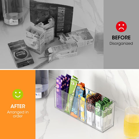 AIEVE Organizador acrílico transparente con seis celdas para ver sabores de un vistazo.