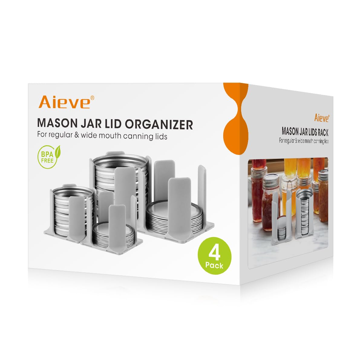 Organizador AIEVE para tapas Mason boca ancha, mantiene las tapas ordenadas y protegidas