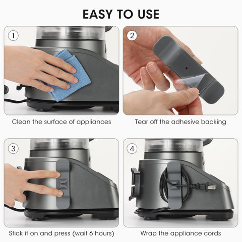 AIEVE uso en la cocina con cafetera y licuadora para ordenar cables.