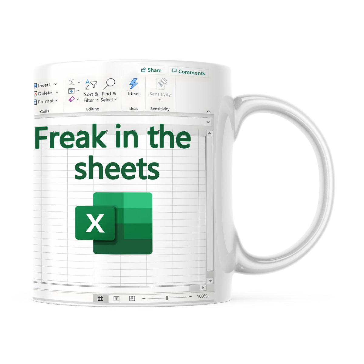 Taza Aigori con motivo de hojas de cálculo, ideal para empezar el día