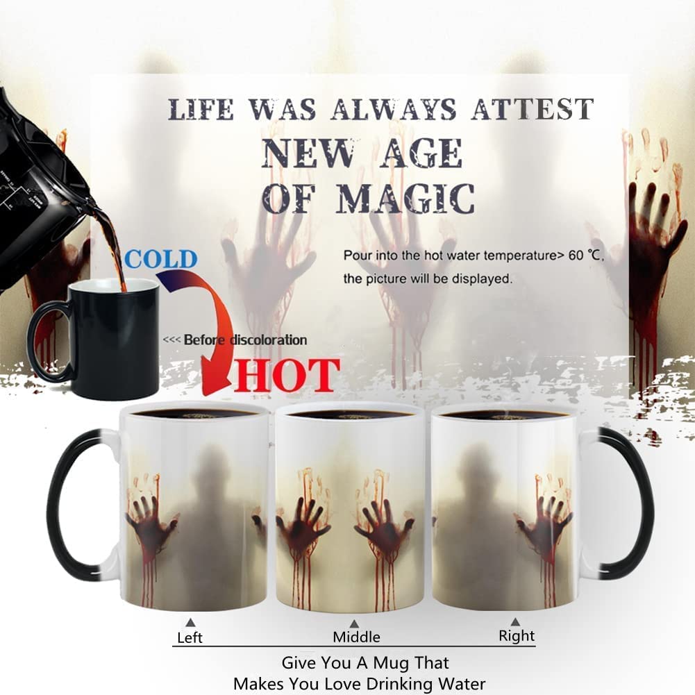 Taza Aigori muestra zombi al aplicar calor, efecto sorpresa para la mañana.