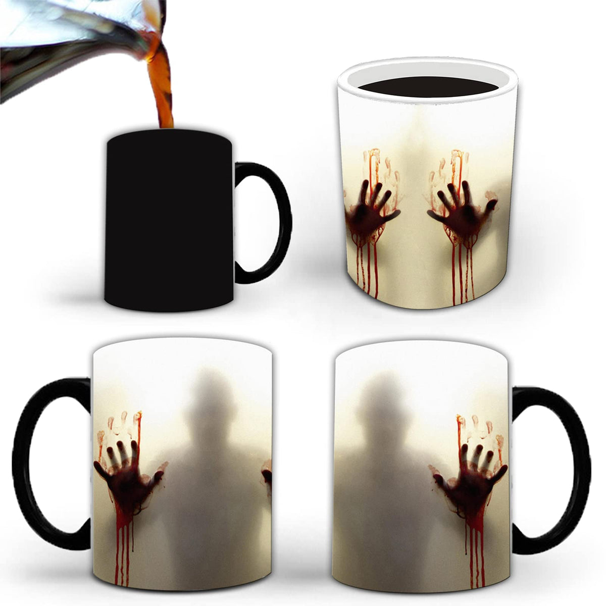 Taza Aigori zombi con cambio de color al calor, ideal para el café.