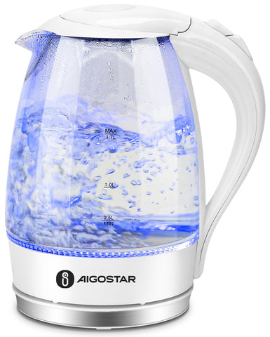 Hervidor Aigostar con vidrio frontal para ver el hervor con facilidad.