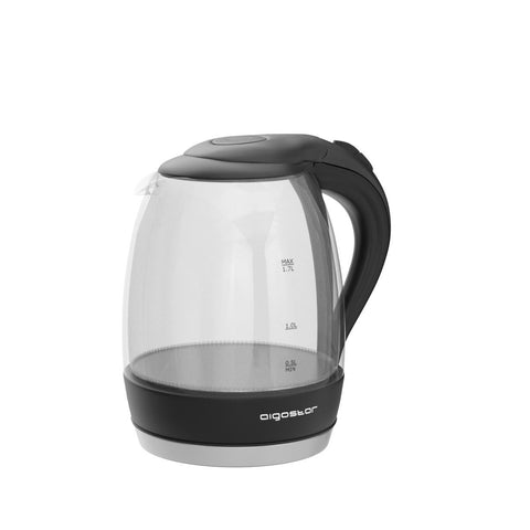 Hervidor Aigostar con filtro en la boca, ideal para preparar té con hojas sueltas.