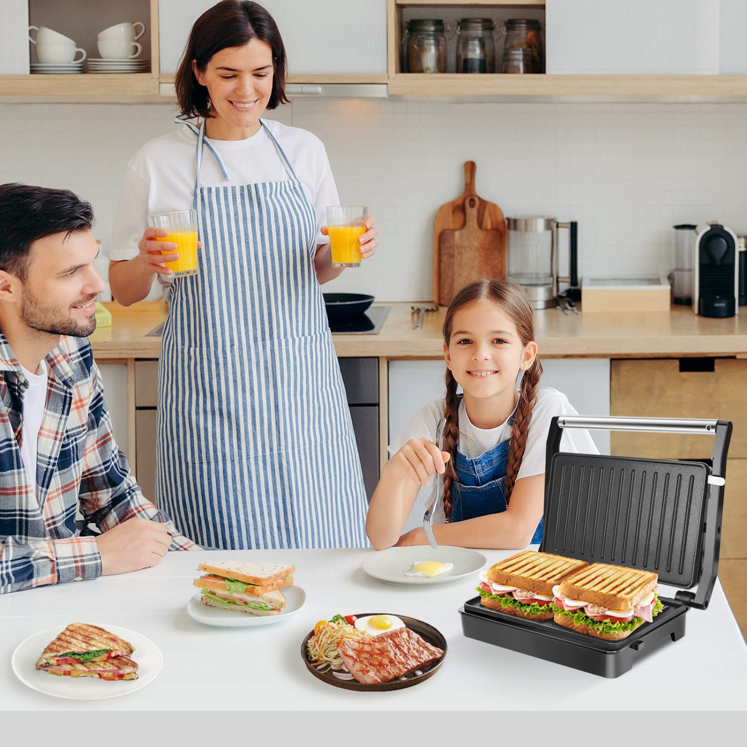 Aigostar prensa sándwich almacenamiento vertical para ahorrar espacio.
