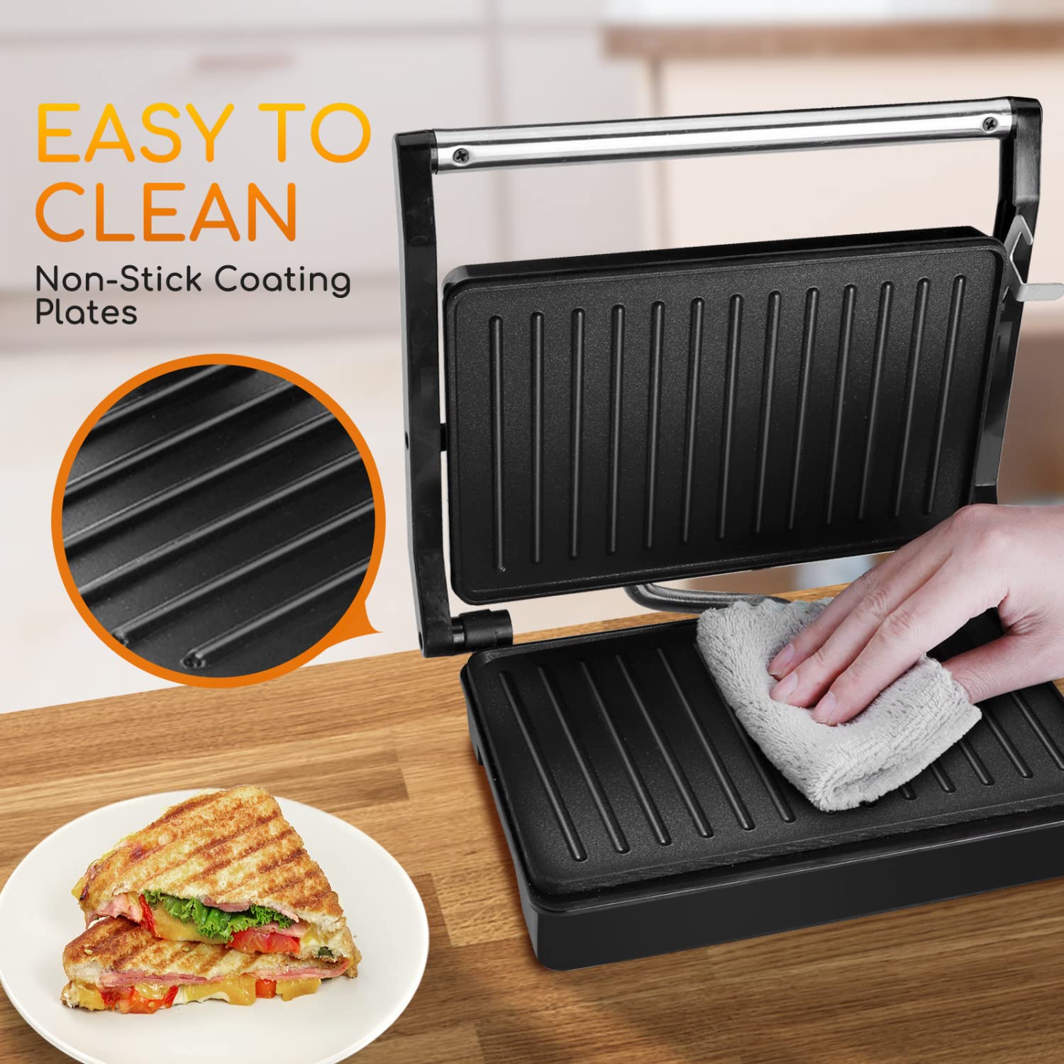 Aigostar prensa sándwich mango frío para manejo seguro.
