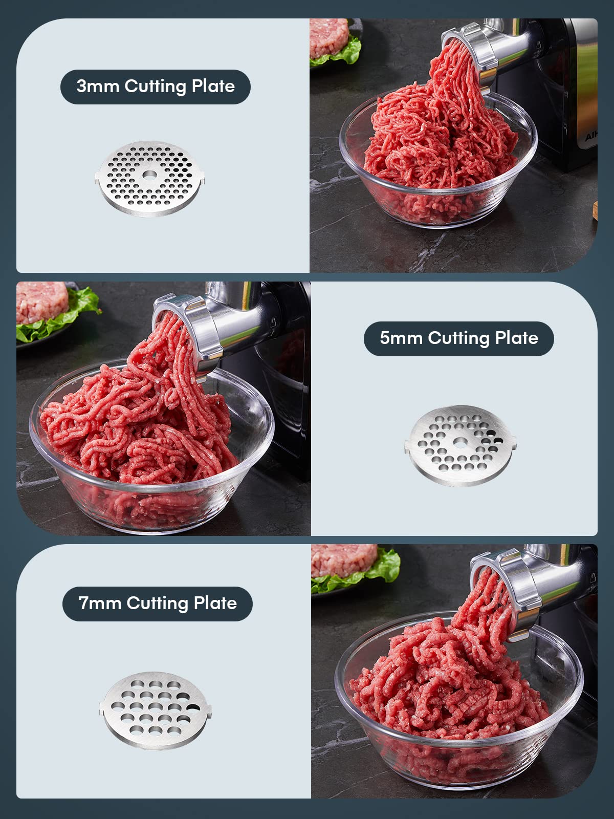 Aiheal Accesorios Embutidora de carne eléctrica hojas, cuchillas afiladas para molienda precisa.