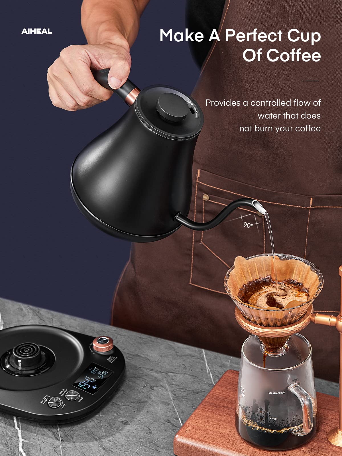 Aiheal diseño mate negro, aspecto elegante para la cocina.