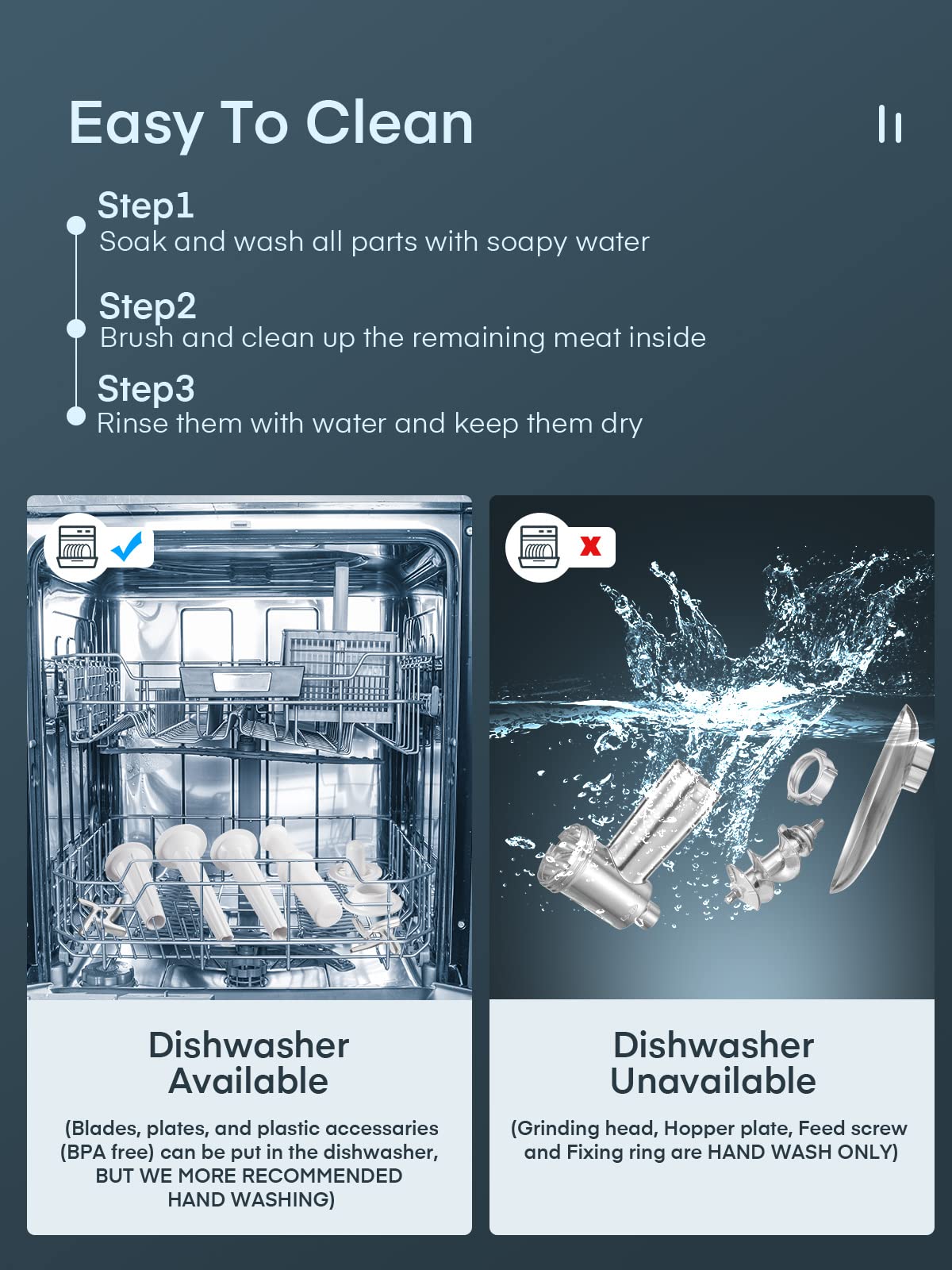 Aiheal Embutidora de carne eléctrica cierre de seguridad protege durante uso.
