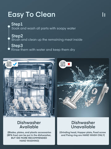 Aiheal Embutidora de carne eléctrica cierre de seguridad protege durante uso.
