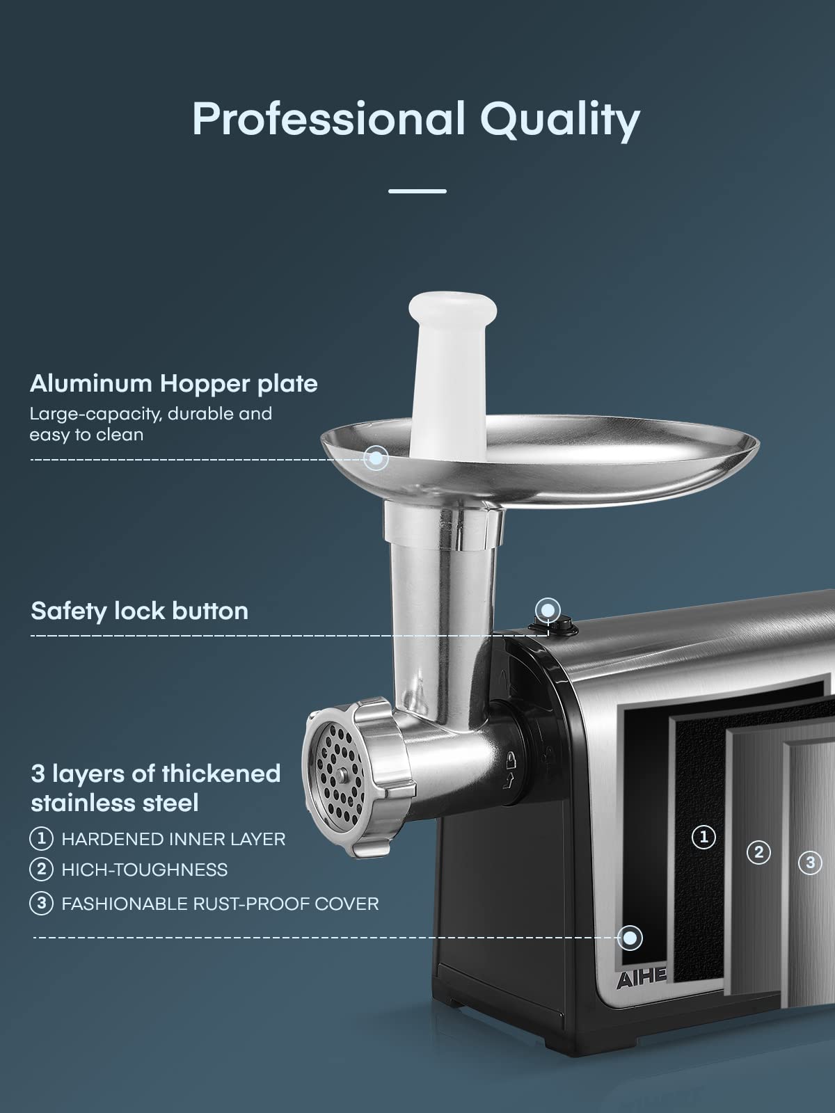Aiheal Embutidora de carne eléctrica interior desmontable facilita limpieza.