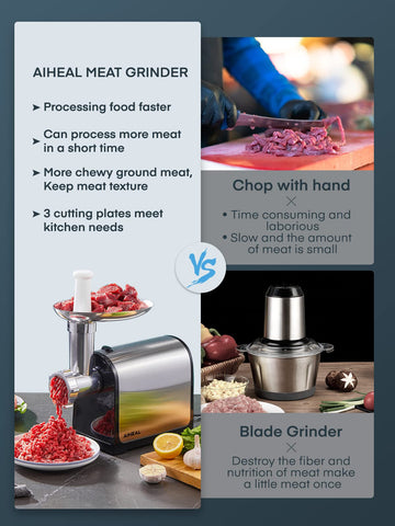 Aiheal Embutidora de carne eléctrica mango de operación ergonómico y cómodo.
