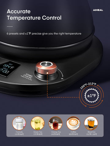 Aiheal hervidor con ajuste de temperatura de un grado.