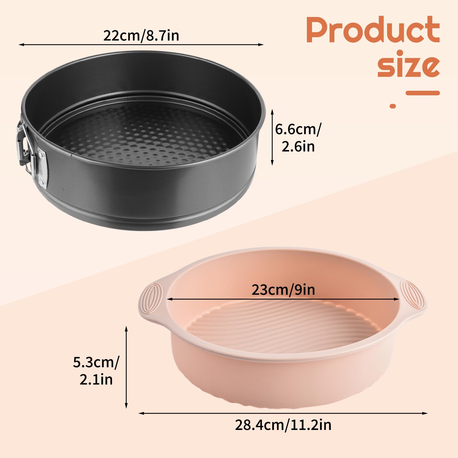 AIHSUMC pan springform 9 pulgadas, cierre de acero inoxidable para desmoldado suave