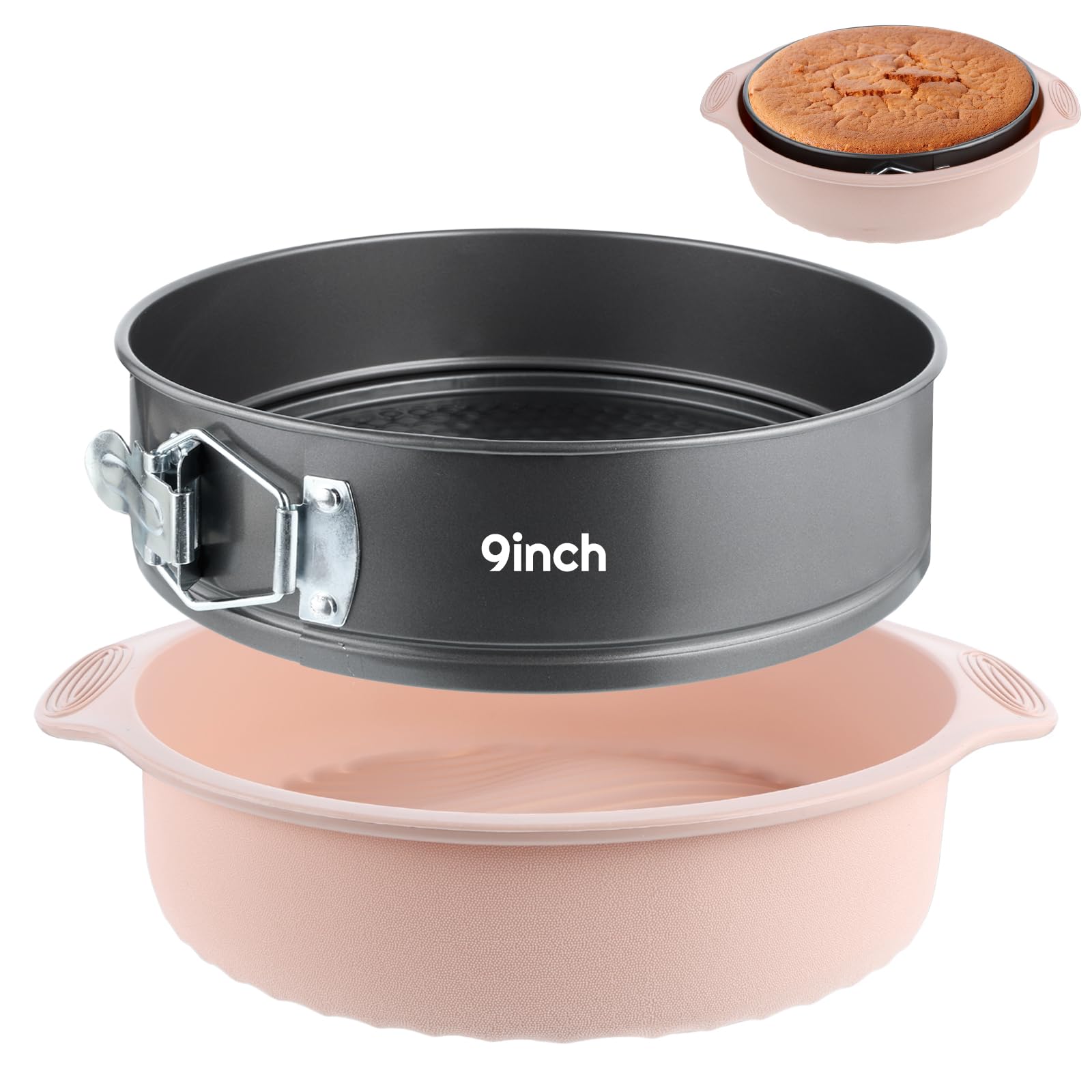 AIHSUMC pan springform 9 pulgadas con protector de silicona, evita fugas en baño María