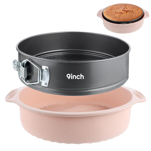 AIHSUMC pan springform 9 pulgadas con protector de silicona, evita fugas en baño María