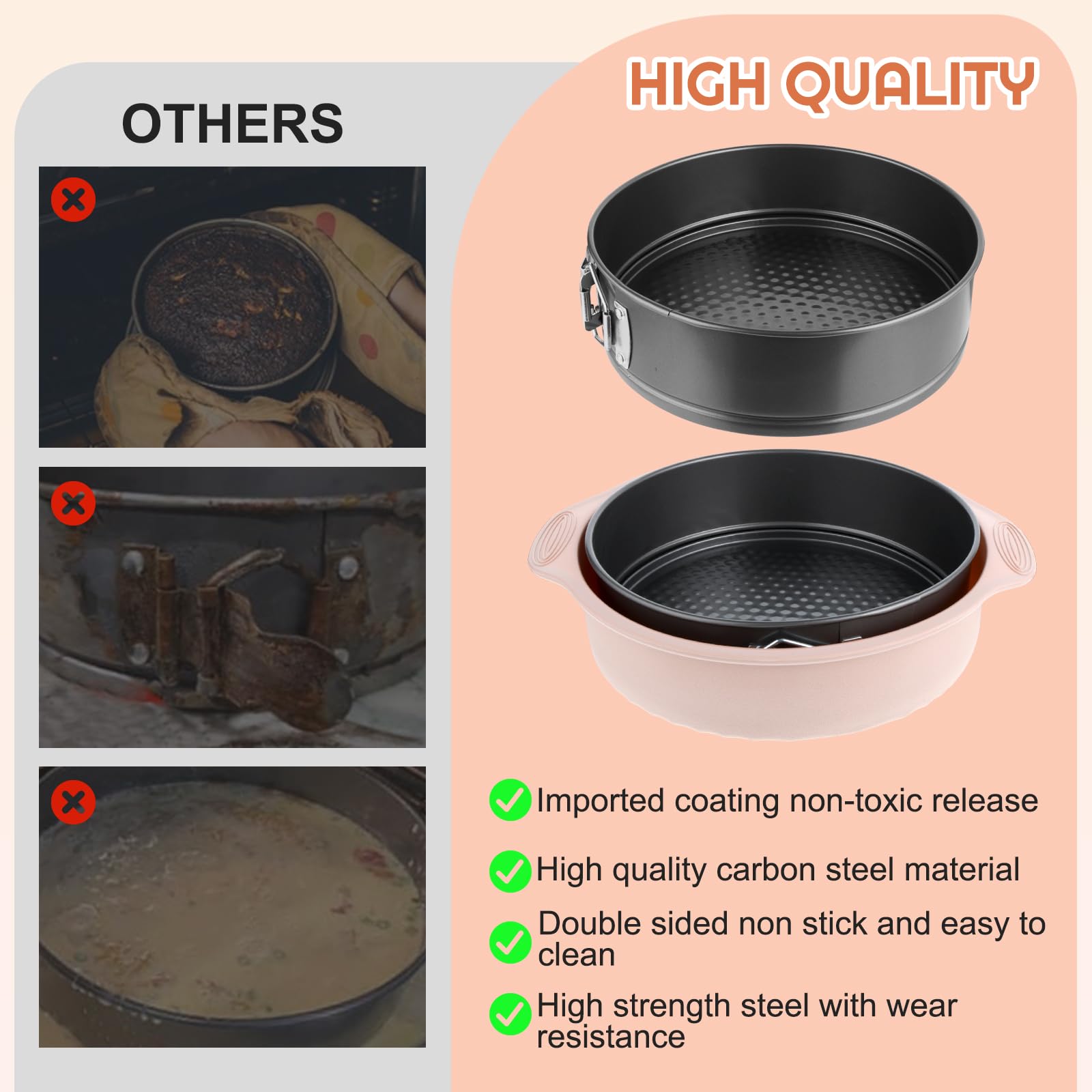 AIHSUMC pan springform 9 pulgadas recubrimiento antiadherente y duradero