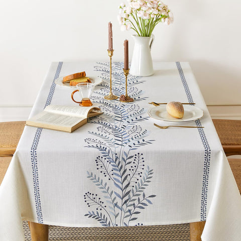Aiimart mantel antiarrugas lino-poliéster azul 55x71, fácil cuidado diario