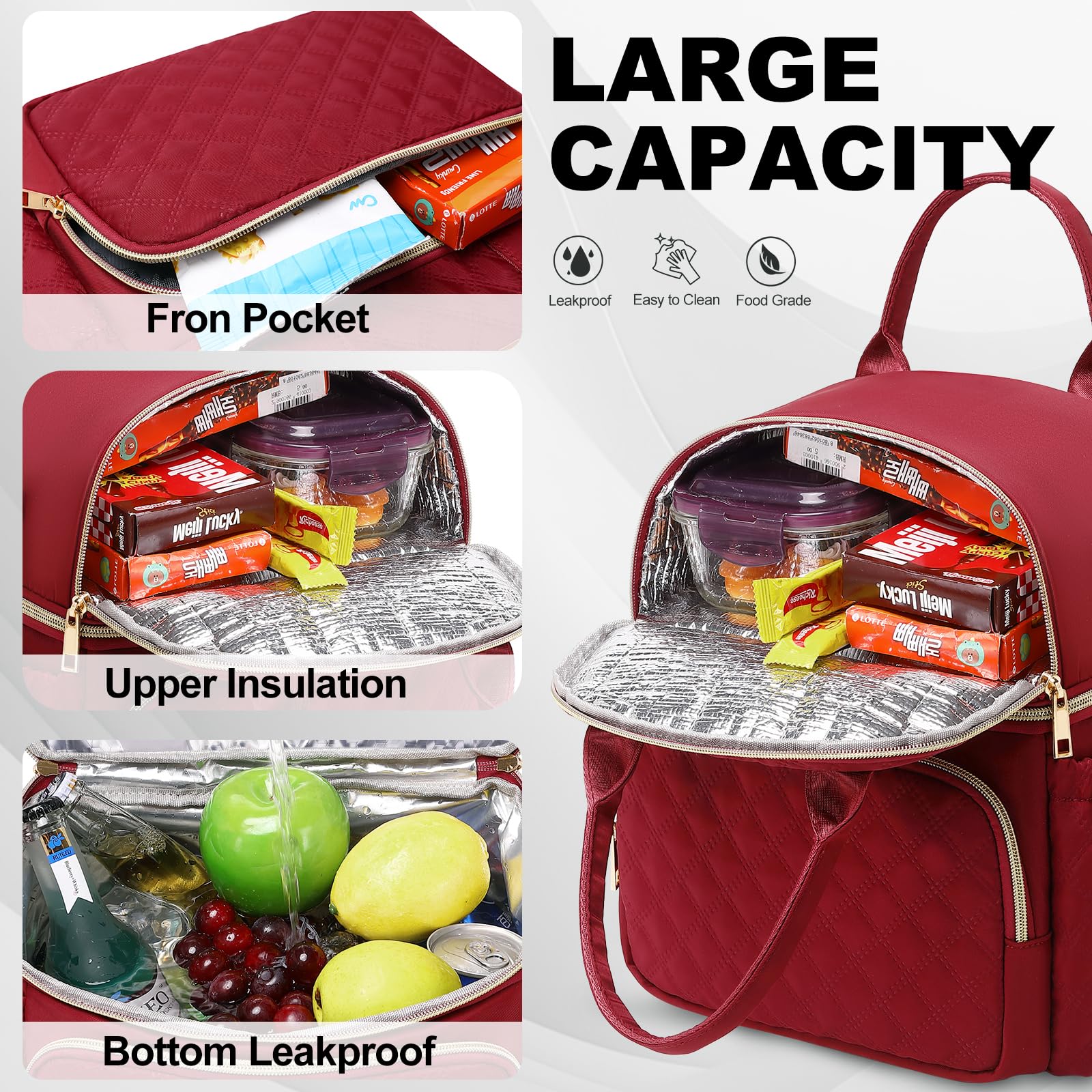 AIJIEKE bolsa de almuerzo: mango ergonómico para llevar con comodidad.