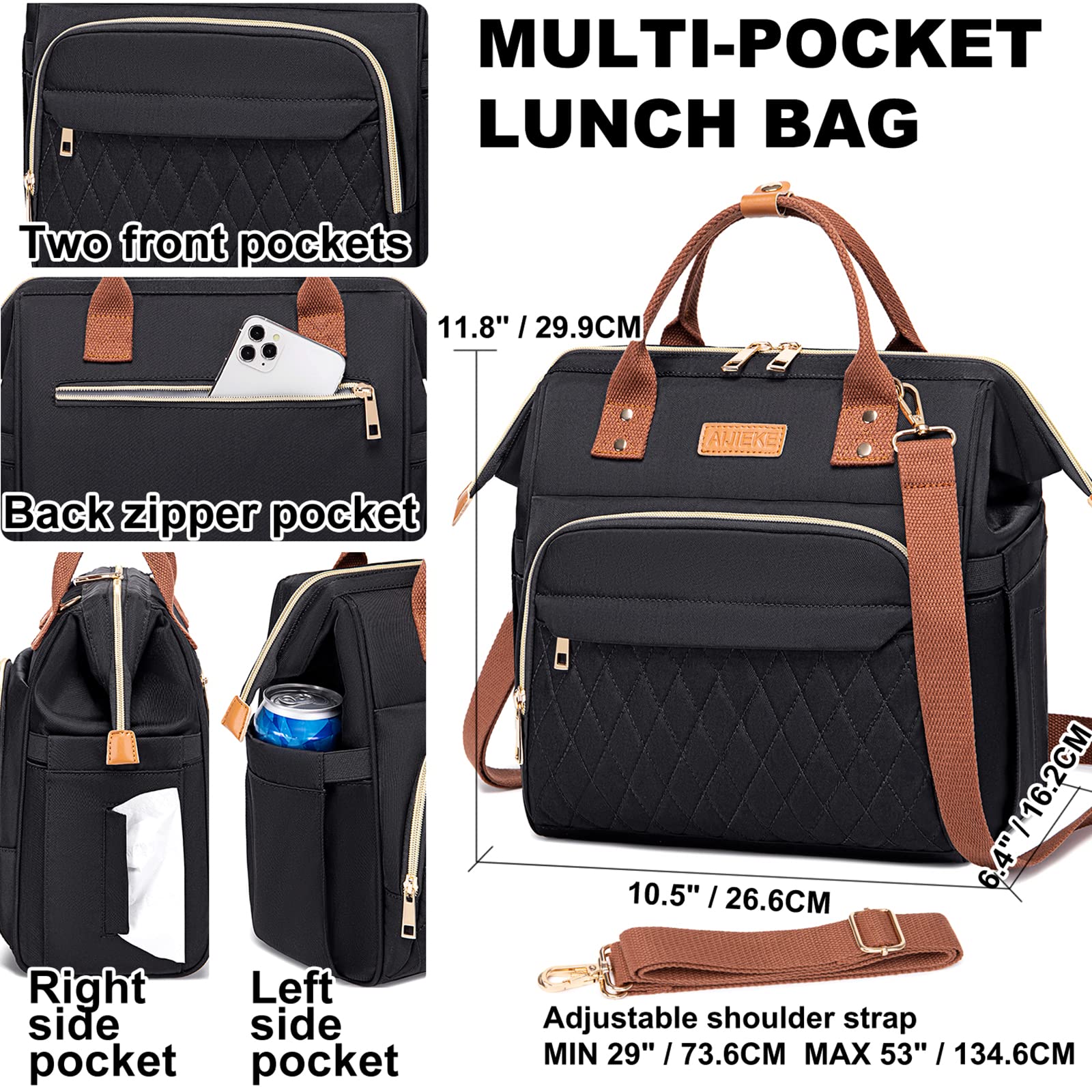 AIJIEKE Lunch Bag, aislamiento de 8 mm para conservar la temperatura.