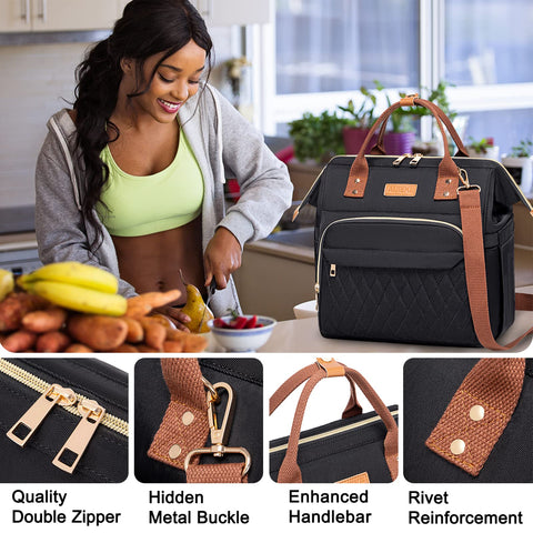 AIJIEKE Lunch Bag, bolsillo lateral para vasos o botellas.