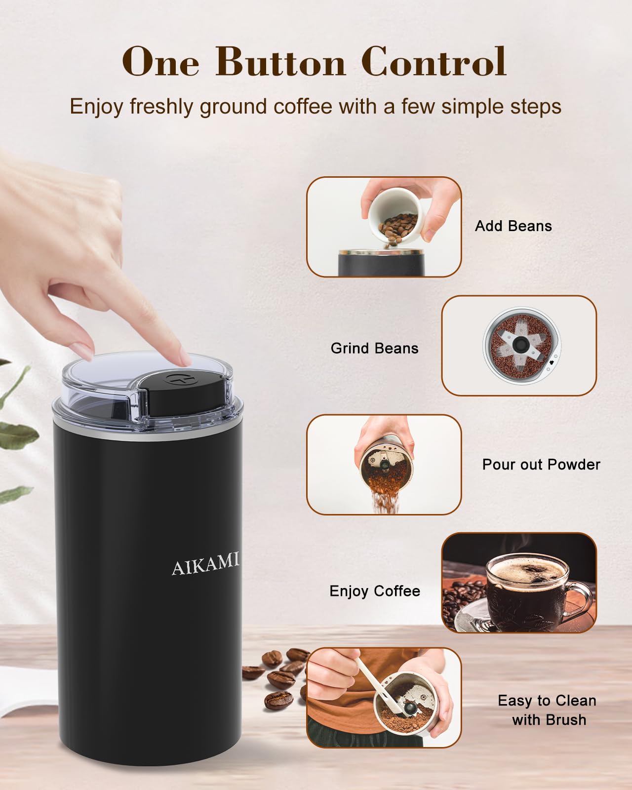 AIKAMI admite tamaños de 6 a 14 oz para tazas.