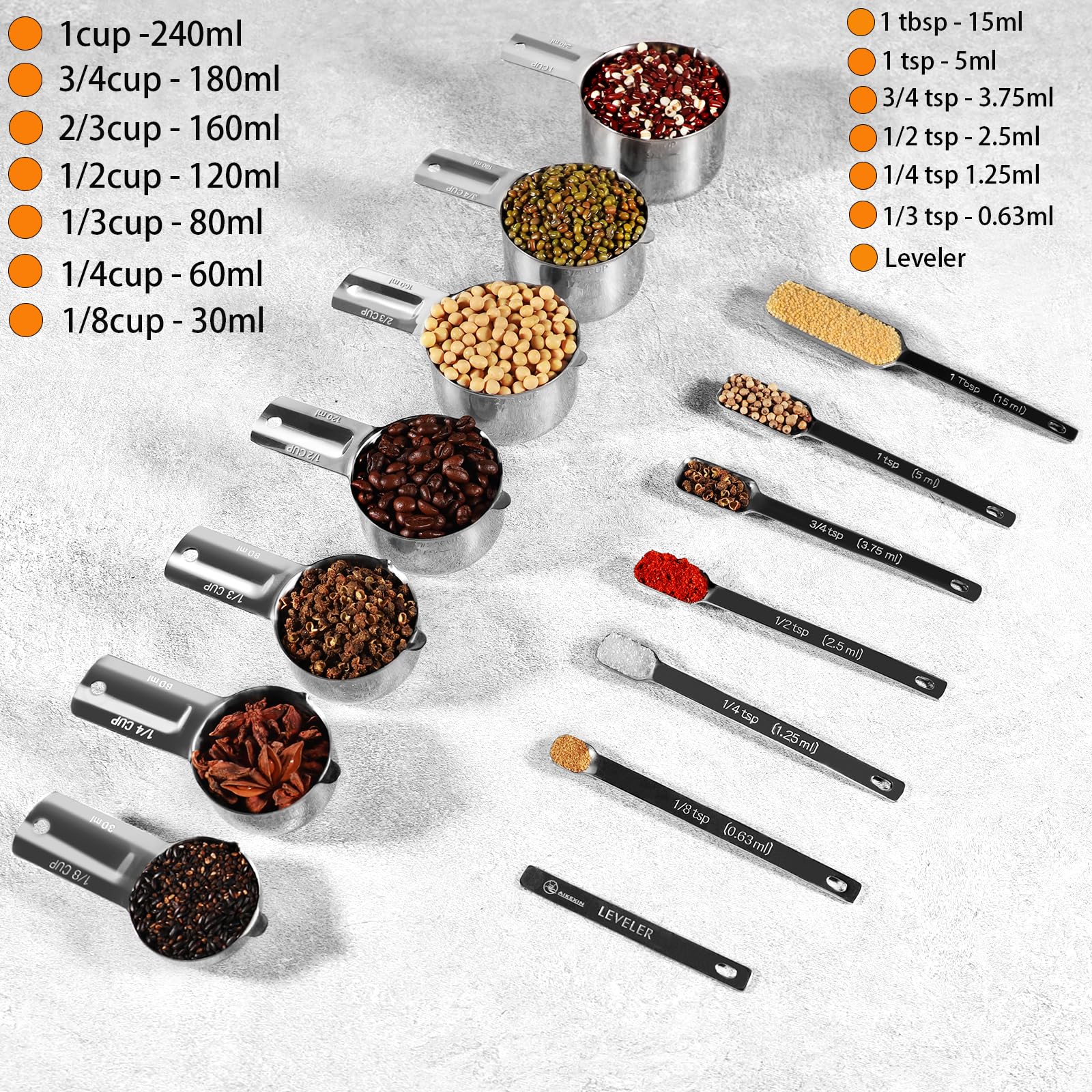 AIKEXIN anillos metálicos para guardar mediciones.