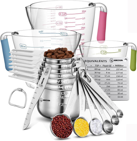 AIKEXIN: conjunto de tazas medidoras de acero inoxidable para recetas precisas