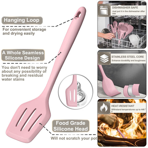 AIKKIL cuchara rosa, mezcla suave y precisa sin dejar residuos.