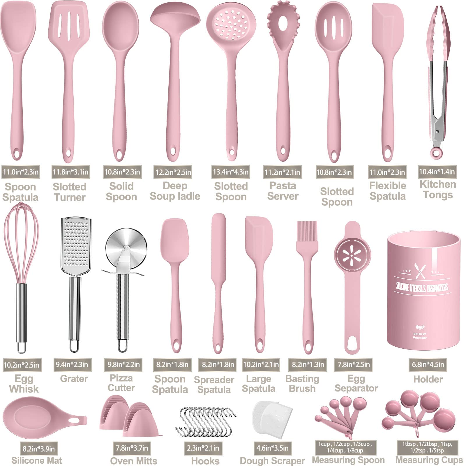 AIKKIL pinzas rosa, agarre seguro para manipular alimentos calientes.