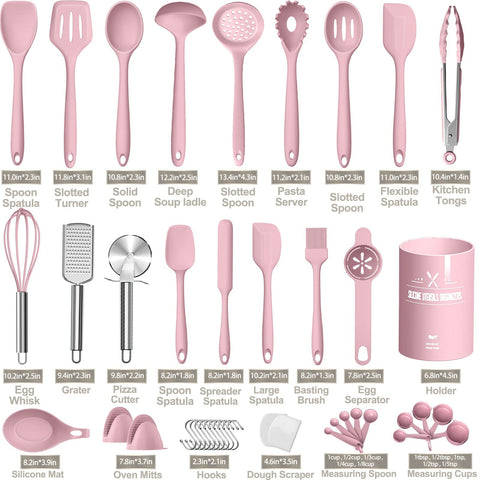 AIKKIL pinzas rosa, agarre seguro para manipular alimentos calientes.