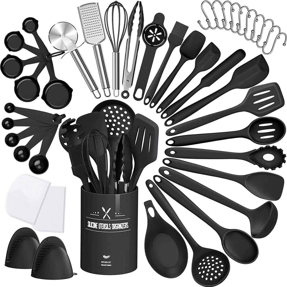 AIKKIL set de utensilios de cocina con soporte, organización rápida en la encimera.
