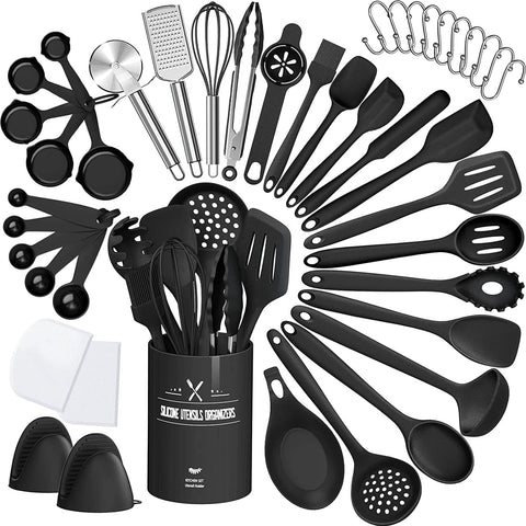 AIKKIL set de utensilios de cocina con soporte, organización rápida en la encimera.