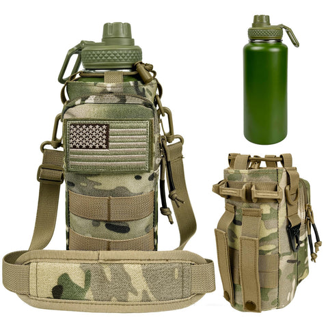 AIKOTOO botella 32 onzas verde militar con aislamiento para mantener bebidas frescas.