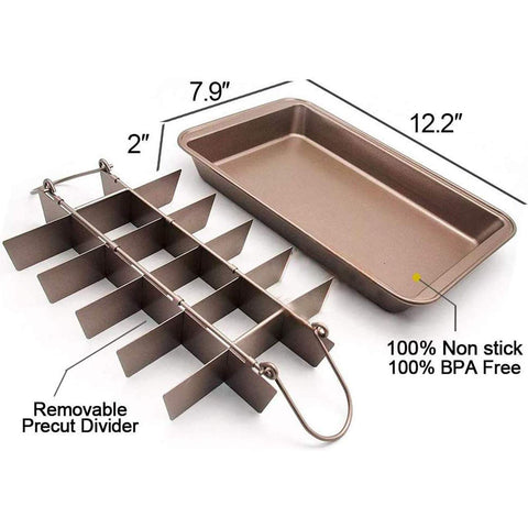 Bandeja Ailelan para hornear brownies con divisor integrado para porciones iguales.