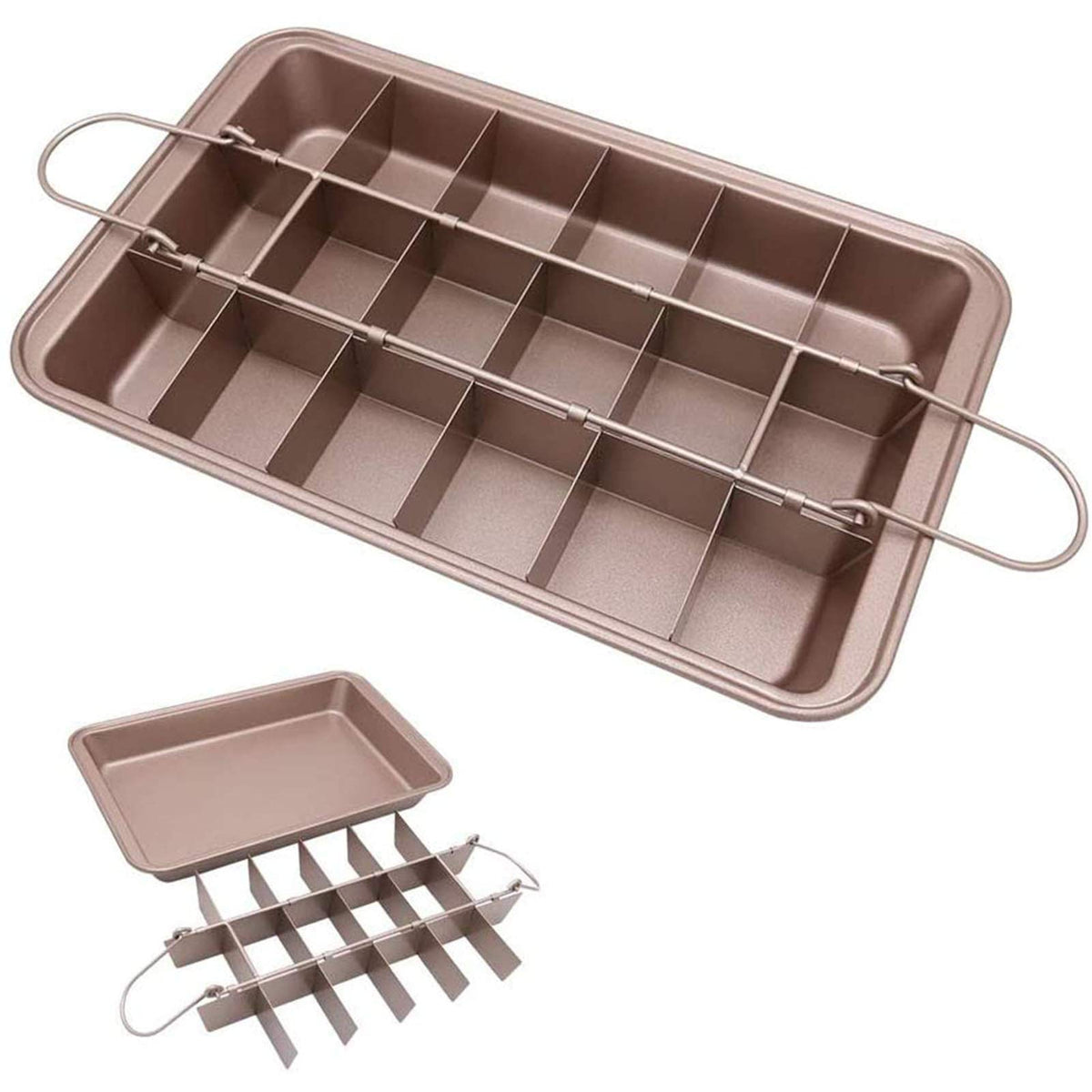 Molde Ailelan para brownies con divisor de metal para porciones uniformes.