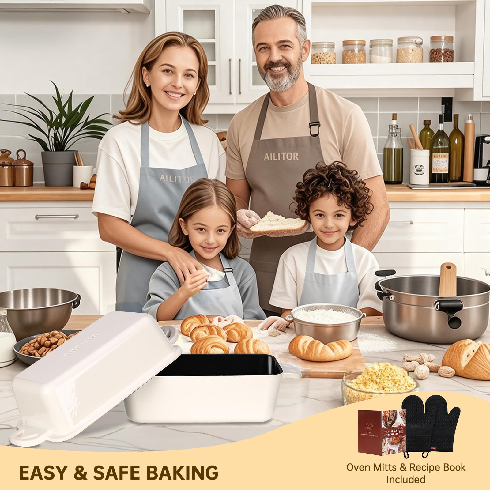 AILITOR Molde pan esmaltado 9x5: ideal para pan de masa madre